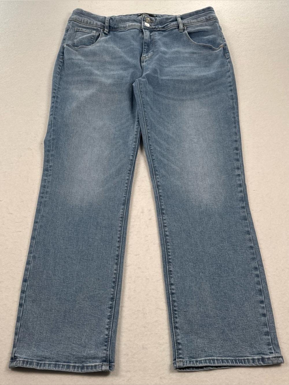 Hudson Los Angeles Straight Leg Jeans Women’s 14 Light Wash Union Jack Flap